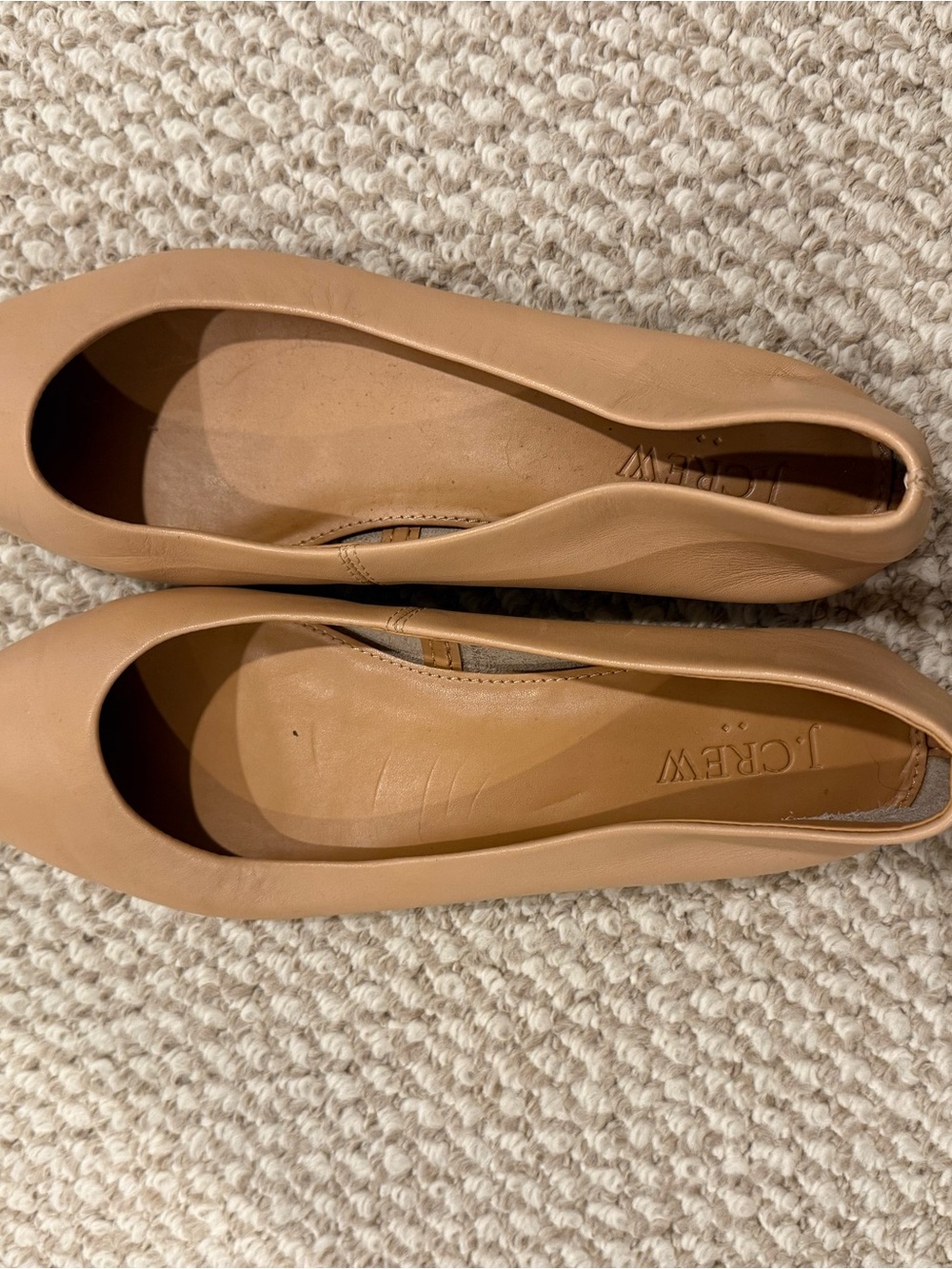 J. Crew Factory Tan Leather Pointed-Toe Ballet Flats